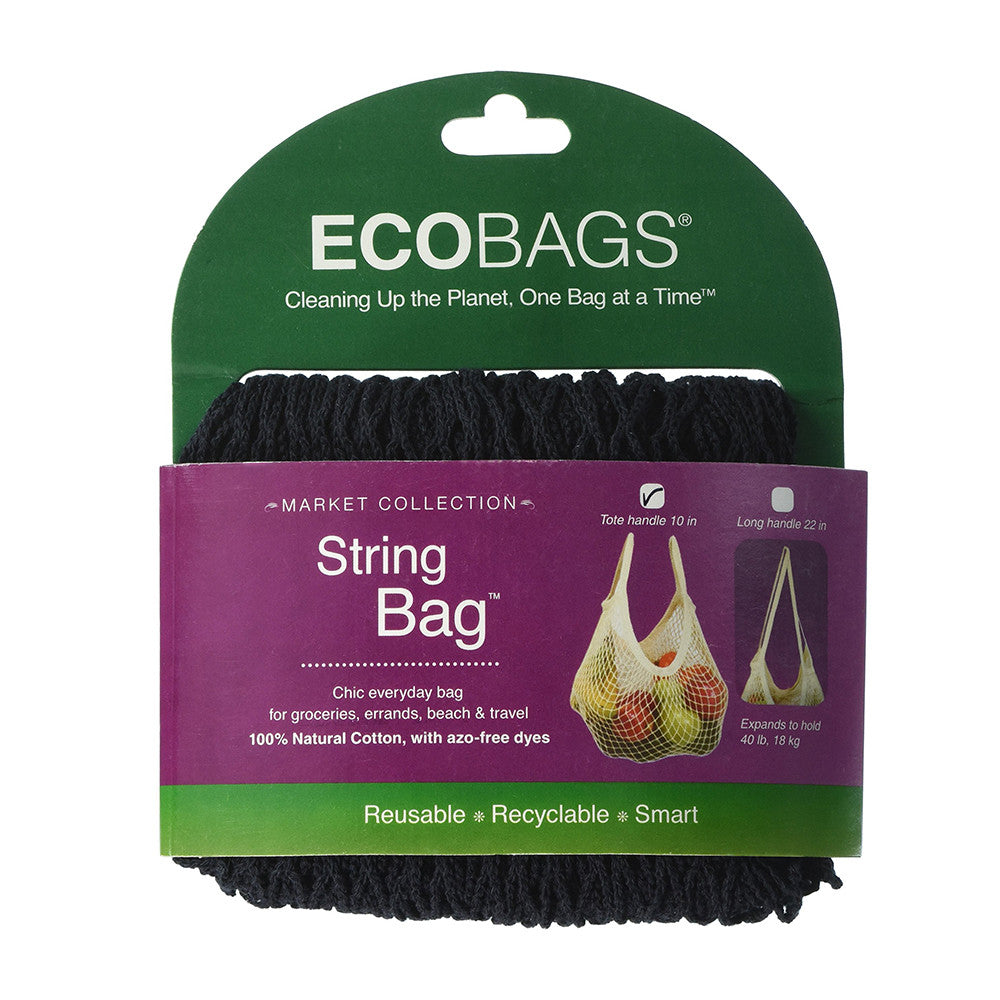 Eco Bags Tote String Handl, Black, 6x7.5, 1 Ea